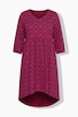 Kleid, bedruckt, A-Linie, V-Ausschnitt, 3/4-Arm