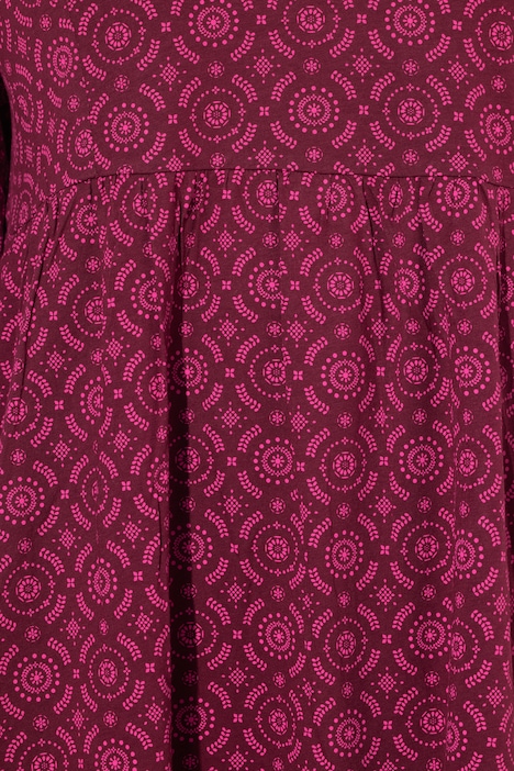 Kleid, bedruckt, A-Linie, V-Ausschnitt, 3/4-Arm