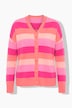 Strickjacke, Loose Fit, Blockstreifen, V-Ausschnitt