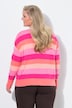 Strickjacke, Loose Fit, Blockstreifen, V-Ausschnitt