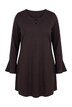 Longshirt, Zierbänder, A-Linie, Tunika-Ausschnitt, Langarm