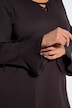 Longshirt, Zierbänder, A-Linie, Tunika-Ausschnitt, Langarm