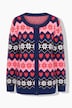 Strickjacke, Norwegermuster, Rundhalsausschnitt, Langarm