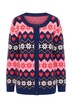 Strickjacke, Norwegermuster, Rundhalsausschnitt, Langarm