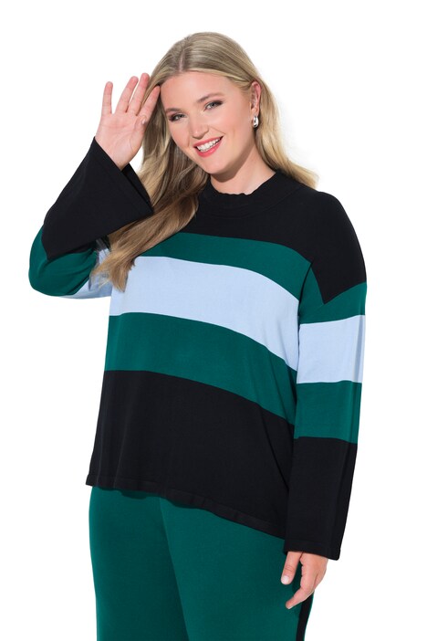 Block Striped Dropped Shoulder Sweater