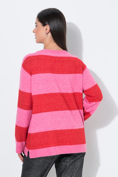 Pullover, Blockstreifen, Schleifen-Pailletten, Langarm