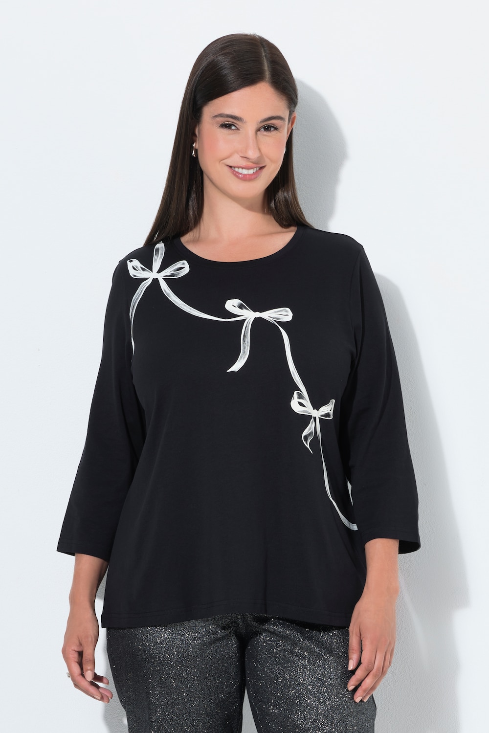 Shirt, Schleifen, Rundhalsausschnitt, 3/4-Arm