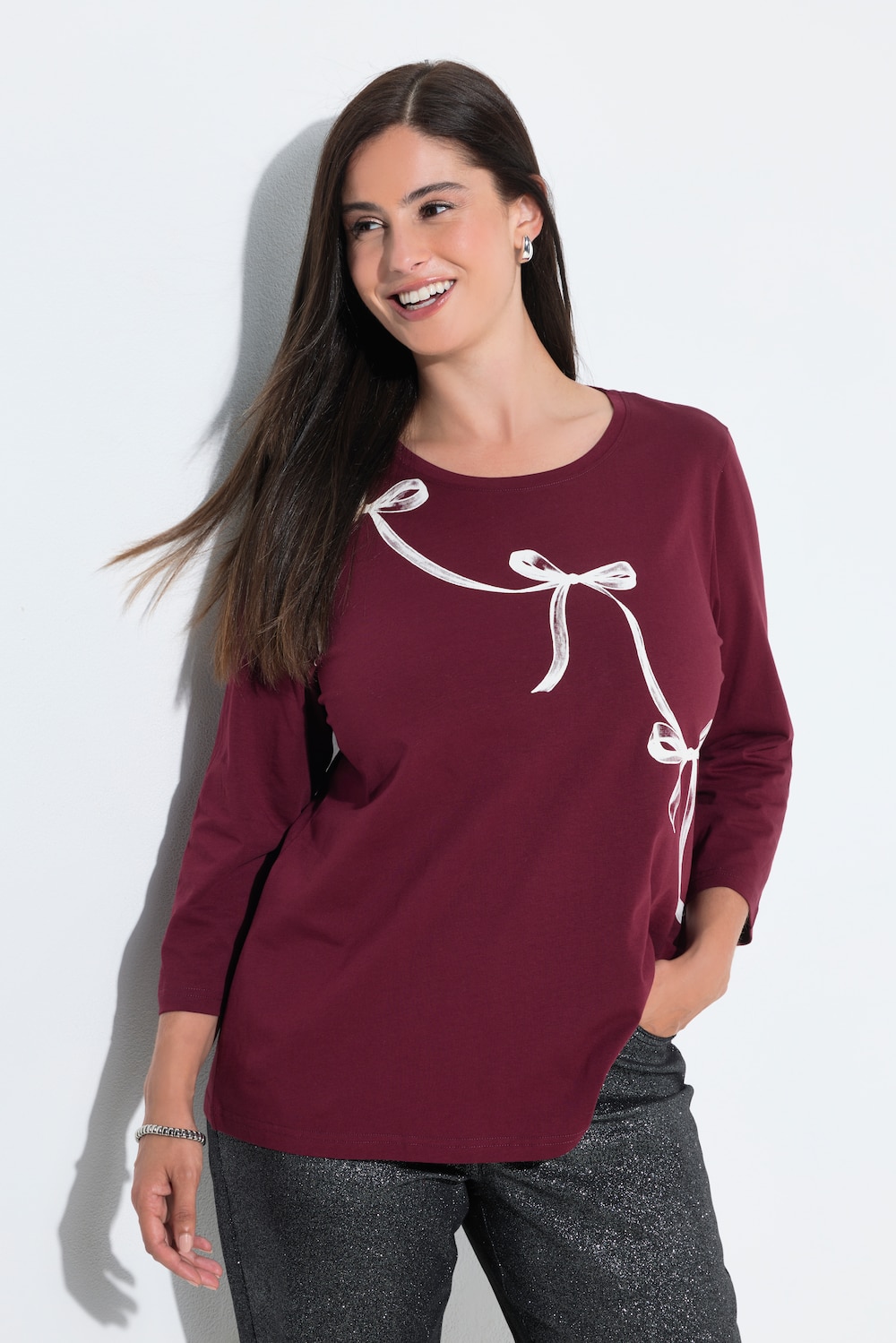Shirt, Schleifen, Rundhalsausschnitt, 3/4-Arm
