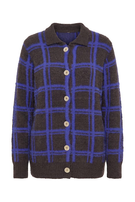 Checked Collared Cardigan