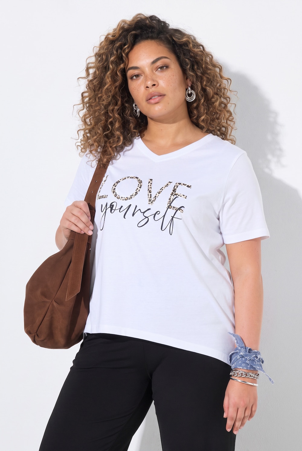 T-Shirt, A-Linie, Leo-Schriftzug, Halbarm