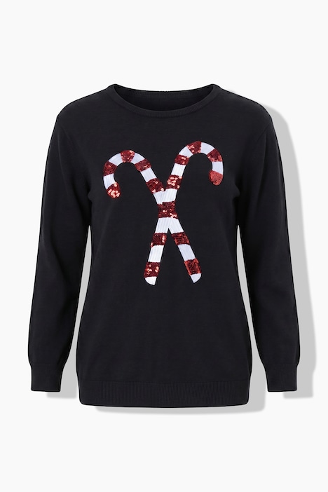 Weihnachts-Pullover, Zuckerstangen, Rundhals Langam