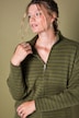 Strickjacke, oversized, Ringelstrick, Troyerkragen