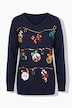 Weihnachts-Pullover, Girlanden, V-Ausschnitt, Langarm
