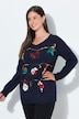 Weihnachts-Pullover, Girlanden, V-Ausschnitt, Langarm
