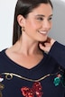 Weihnachts-Pullover, Girlanden, V-Ausschnitt, Langarm