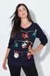 Weihnachts-Pullover, Girlanden, V-Ausschnitt, Langarm