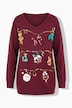 Weihnachts-Pullover, Girlanden, V-Ausschnitt, Langarm