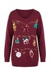 Weihnachts-Pullover, Girlanden, V-Ausschnitt, Langarm