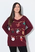 Weihnachts-Pullover, Girlanden, V-Ausschnitt, Langarm