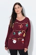 Weihnachts-Pullover, Girlanden, V-Ausschnitt, Langarm