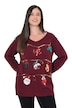 Weihnachts-Pullover, Girlanden, V-Ausschnitt, Langarm