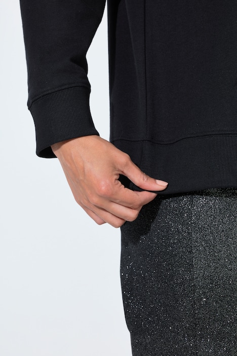 Sweat-shirt avec perles brodées fantaisie, col rond et manches longues