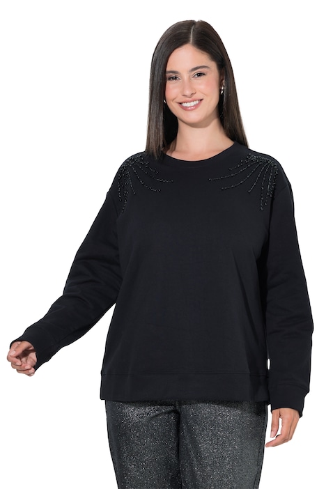 Sweatshirt, Zierperlen-Stickerei, Rundhals, Langarm