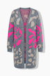 Cardigan long, motif léopard coloré, manches longues
