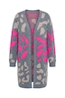 Long-Strickjacke, Leo-Musterstreifen, Langarm
