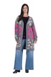 Long-Strickjacke, Leo-Musterstreifen, Langarm