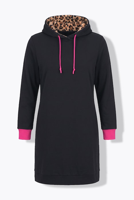 Sweatkleid, Leomuster, Kapuze, Langarm