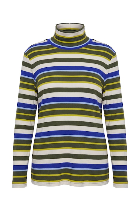 Shirt, Ringel, Slim, Stehkragen, Langarm