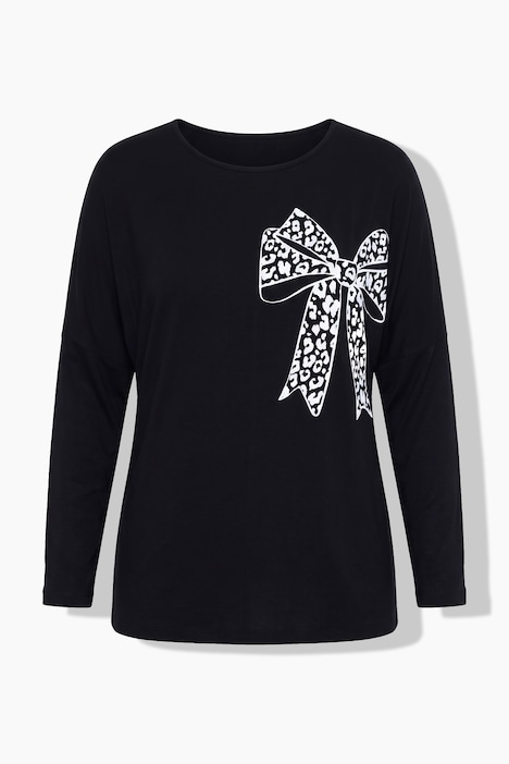 T-shirt met lange mouwen, comfortabele pasvorm, strikmotief, vleermuismouwen