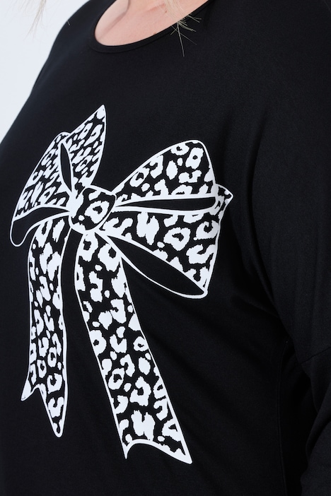 T-shirt met lange mouwen, comfortabele pasvorm, strikmotief, vleermuismouwen