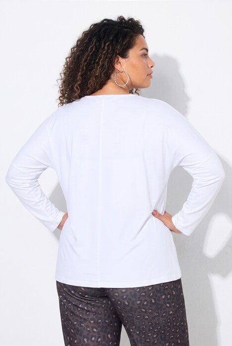 T-shirt met lange mouwen, comfortabele pasvorm, strikmotief, vleermuismouwen