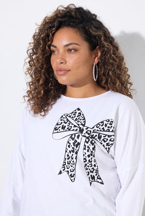 T-shirt met lange mouwen, comfortabele pasvorm, strikmotief, vleermuismouwen