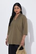 Shirt, Ringel, Kelchkragen, 3/4-Arm, Pima Cotton