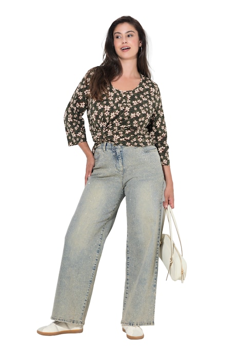 Jeans Mary, extraweites Bein, Glitzernieten, Konfortbund