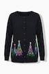 Weihnachts-Strickjacke, Tannenbäume, Rundhals, Langarm