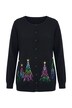 Weihnachts-Strickjacke, Tannenbäume, Rundhals, Langarm