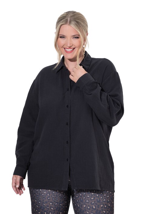 Oversized Muslin Long Sleeve Button-Down Blouse