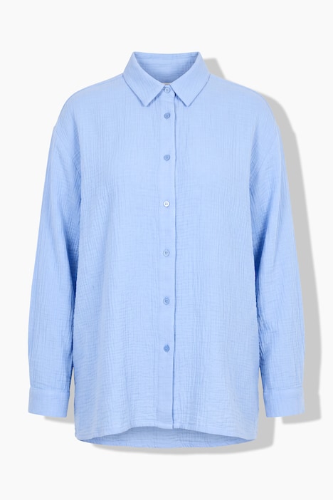 Musselin-Hemdbluse, oversized, Langarm