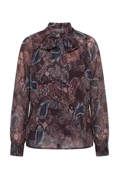 Chiffonbluse, Stehkragen, Schluppe, Langarm