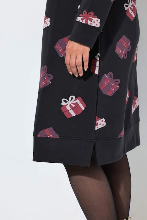 Weihnachts-Sweatkleid, Rundhals, Langarm