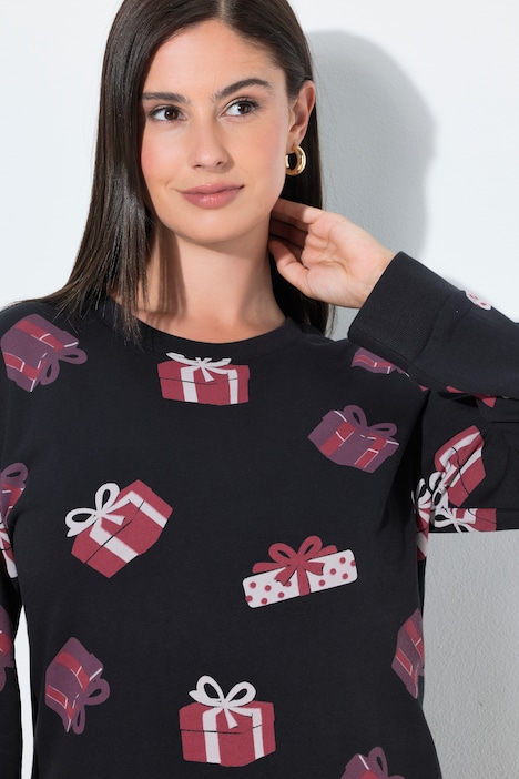Weihnachts-Sweatkleid, Rundhals, Langarm