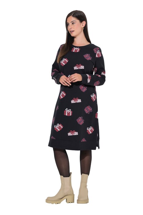 Weihnachts-Sweatkleid, Rundhals, Langarm