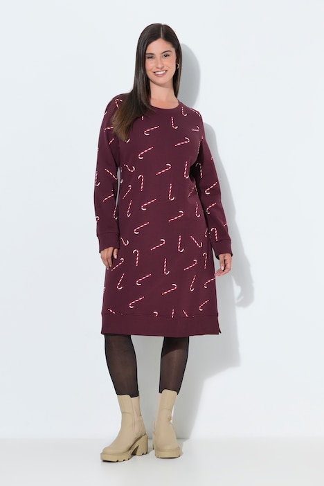 Weihnachts-Sweatkleid, Rundhals, Langarm