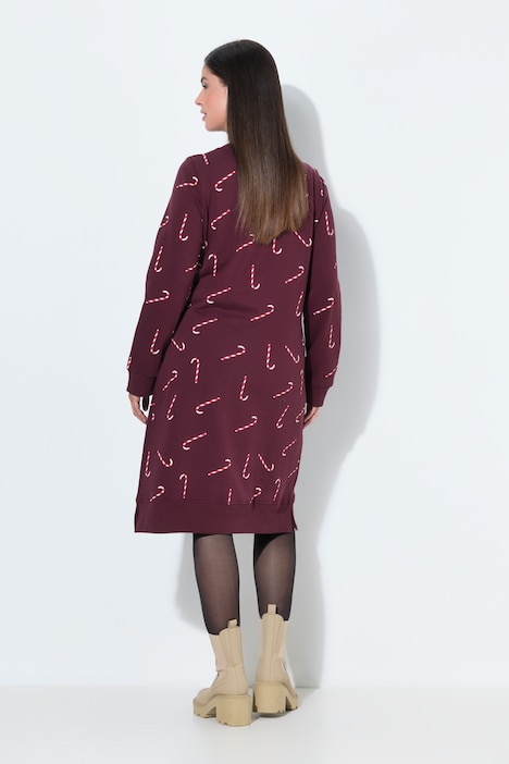 Weihnachts-Sweatkleid, Rundhals, Langarm