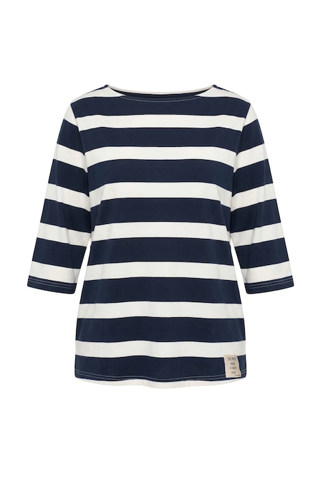 Sweatshirt, Ringel, U-Boot-Ausschnitt, 3/4-Arm