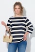 Sweatshirt, Ringel, U-Boot-Ausschnitt, 3/4-Arm